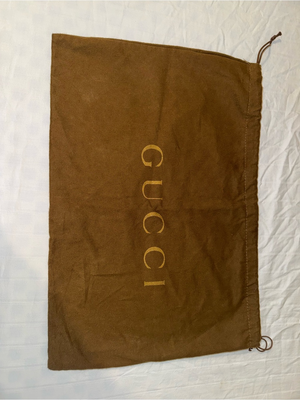 Gucci Brown Dust Pouch with Gold Logo
